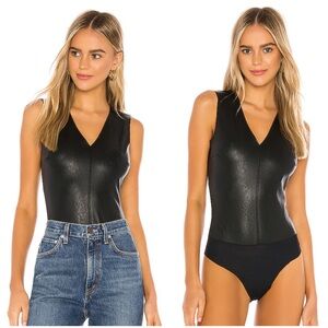 Commando Faux Leather V Neck Bodysuit
